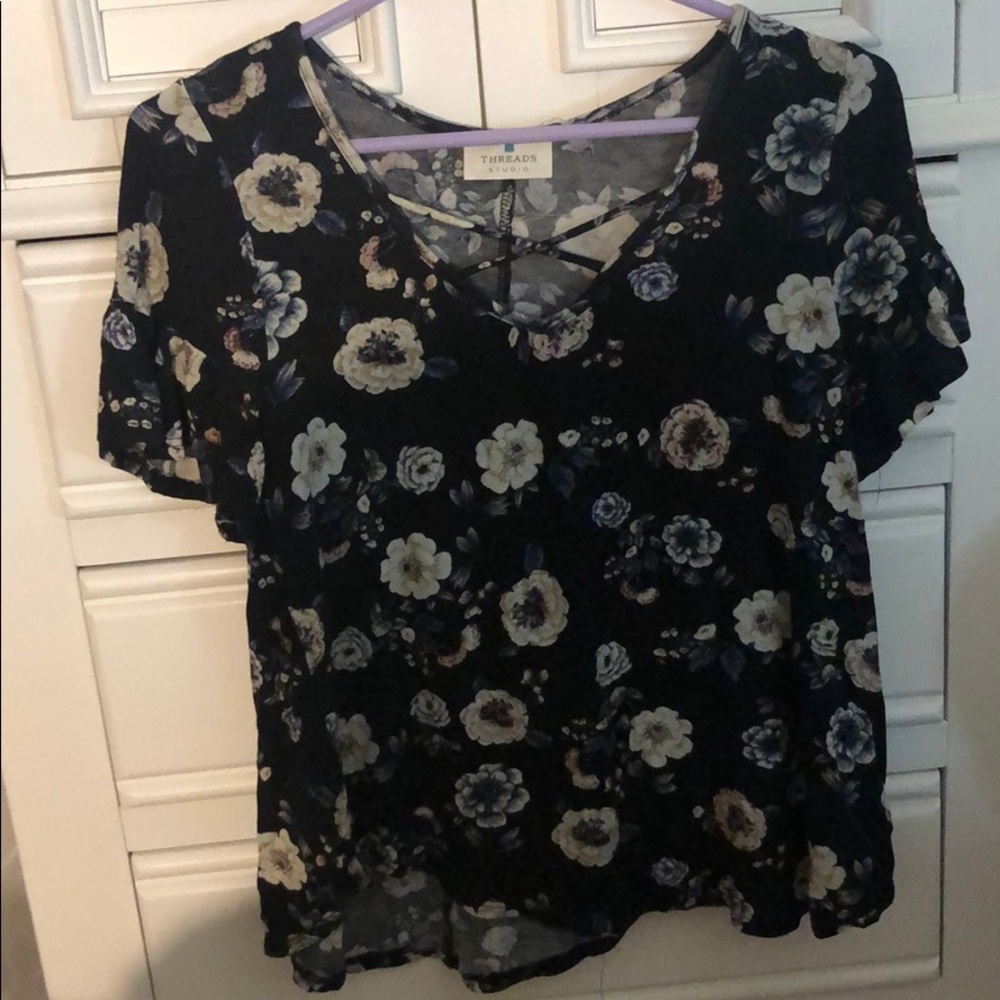 Threads Studio Black Floral T-shirt
